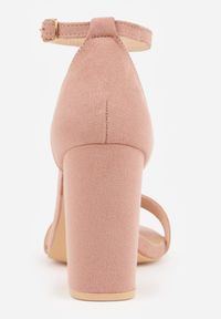 Born2be - Jasnoróżowe Sandały Vices na Obcasie ze Skórzaną Wkładką Lishiria. Okazja: na ślub cywilny, na wesele. Zapięcie: sprzączka. Kolor: różowy. Materiał: skóra. Obcas: na obcasie. Styl: elegancki, klasyczny. Wysokość obcasa: średni #8