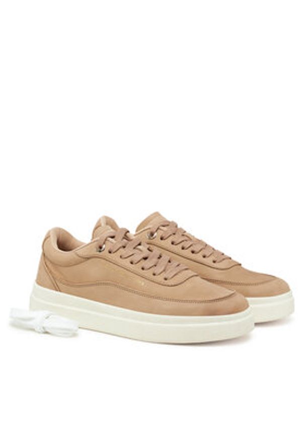 TOMMY HILFIGER - Tommy Hilfiger Sneakersy Modern Court Sneaker Nubuck FW0FW08462 Beżowy. Kolor: beżowy. Materiał: skóra