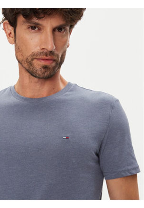 Tommy Jeans T-Shirt Jaspe DM0DM20363 Niebieski Slim Fit. Kolor: niebieski. Materiał: syntetyk