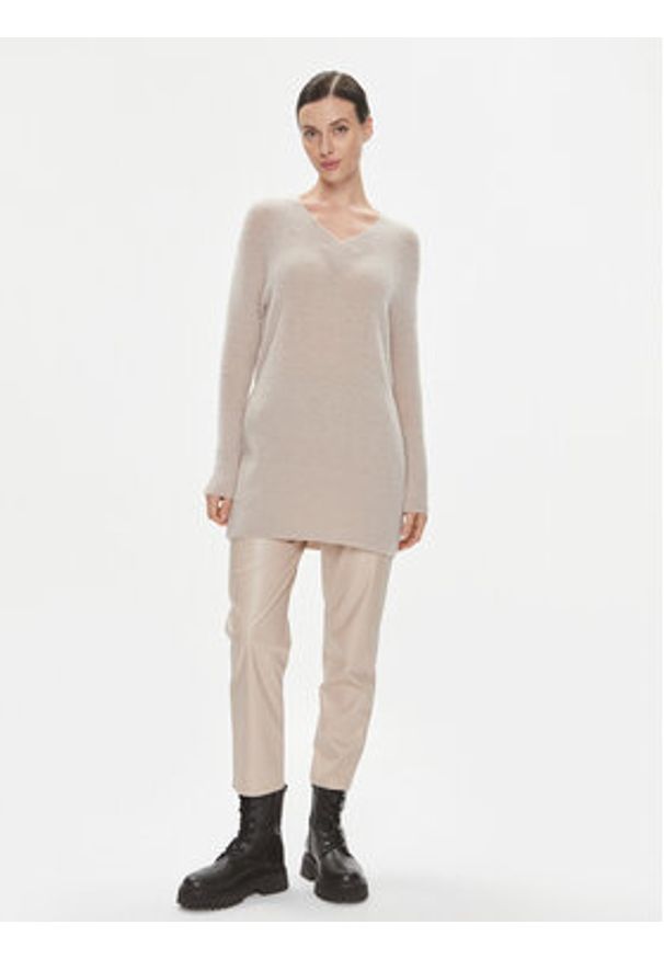 Marella Sweter Nimbe 2339460739200 Beżowy Regular Fit. Kolor: beżowy. Materiał: syntetyk