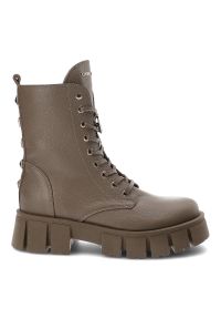CheBello - Szare Botki Chebello Modne Obuwie Damskie. Okazja: na co dzień. Kolor: szary. Szerokość cholewki: normalna. Wzór: aplikacja. Styl: klasyczny, casual, elegancki #6