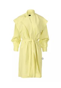 ANIA KUCZYŃSKA - Kanarkowy płaszcz Camomilla Sole. Kolor: żółty. Materiał: bawełna. Długość rękawa: długi rękaw. Długość: długie. Wzór: aplikacja