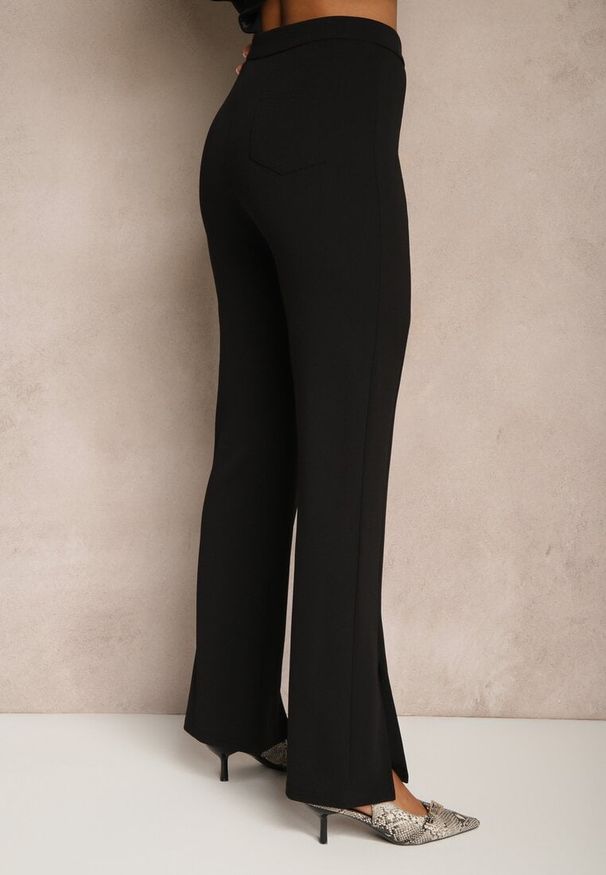 Renee - Czarne Spodnie z Wiskozą High Waist w Eleganckim Stylu Tatariela. Okazja: na spotkanie biznesowe, na co dzień. Stan: podwyższony. Kolor: czarny. Materiał: wiskoza. Styl: elegancki