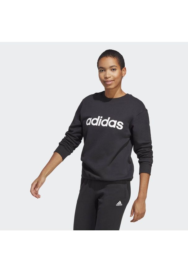 Adidas - Essentials Linear French Terry Sweatshirt. Kolor: czarny, biały, wielokolorowy. Sport: fitness