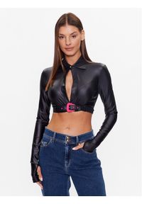 Versace Jeans Couture Bluzka 74HAH214 Czarny Regular Fit. Kolor: czarny. Materiał: syntetyk
