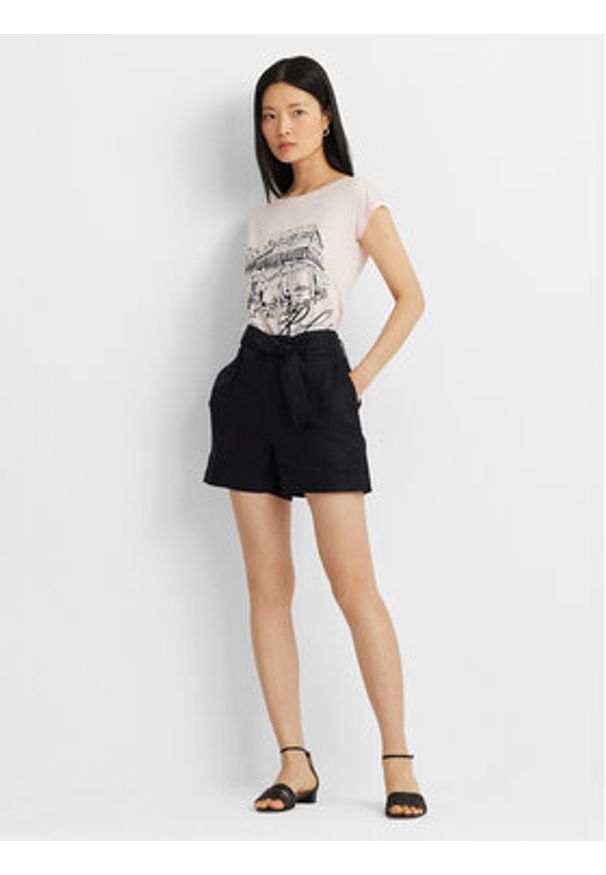 Lauren Ralph Lauren Szorty materiałowe 200862092001 Czarny Regular Fit. Kolor: czarny. Materiał: len