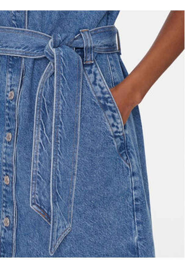 TOMMY HILFIGER - Tommy Hilfiger Sukienka jeansowa WW0WW44380 Niebieski Regular Fit. Kolor: niebieski. Materiał: bawełna