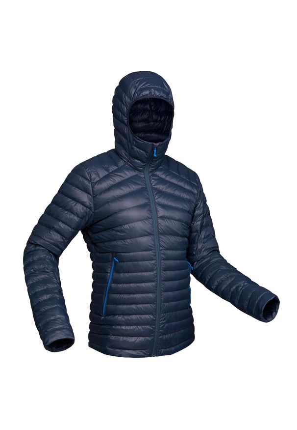 FORCLAZ - Kurtka trekkingowa męska puchowa Forclaz MT100 - 5°C. Typ kołnierza: kaptur. Kolor: niebieski. Materiał: puch