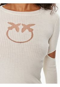 Pinko Sweter Tricheco 102019 A18M Écru Slim Fit. Materiał: wełna