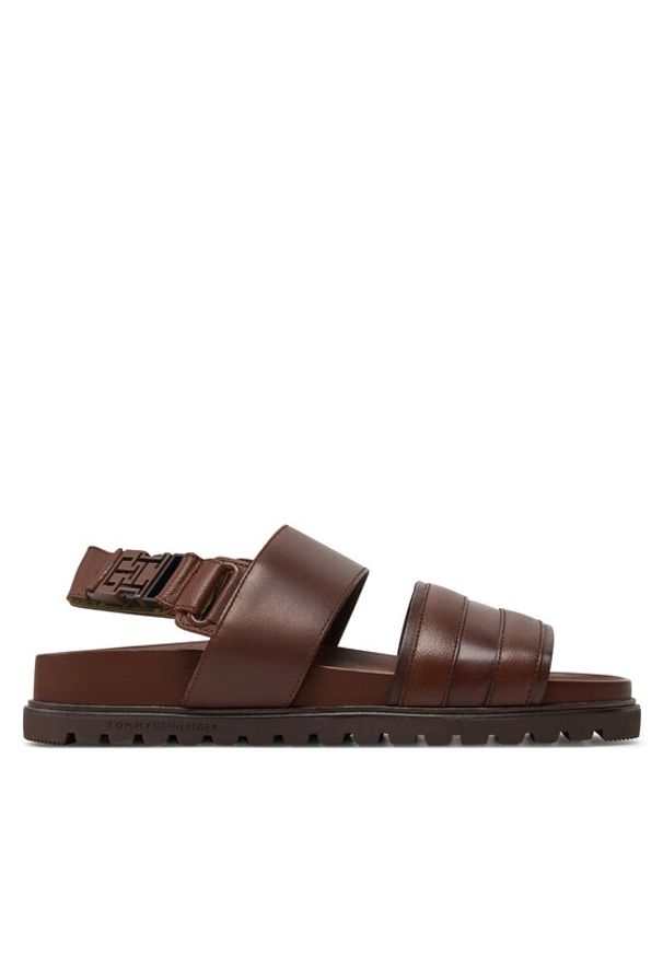 TOMMY HILFIGER - Tommy Hilfiger Sandały Elevated Th Buckle Lth Sandal FM0FM05007 Brązowy. Kolor: brązowy. Materiał: skóra