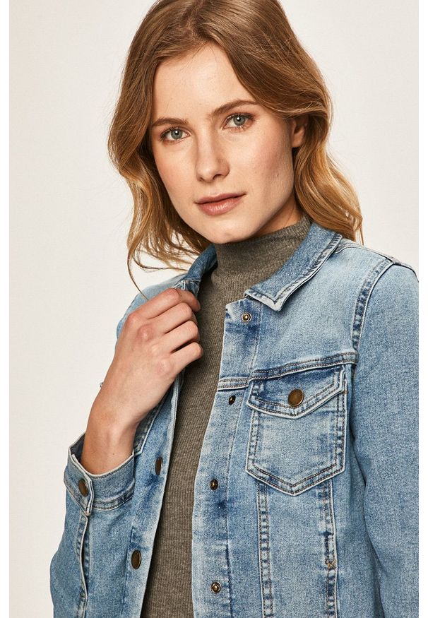 only - Only - Kurtka jeansowa. Okazja: na co dzień. Kolor: niebieski. Materiał: jeans. Styl: casual
