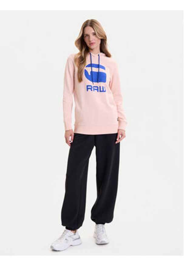 G-Star RAW - G-Star Raw Bluza Boyfriend Diamond Line Graphic Hooded D16236-A613-B243 Różowy Loose Fit. Kolor: różowy. Materiał: bawełna