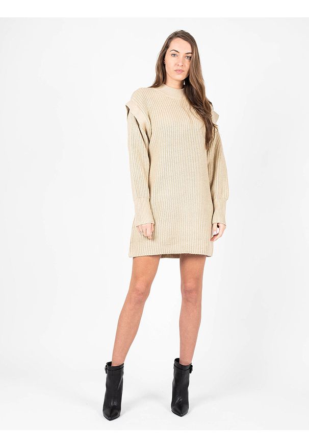 Silvian Heach Sukienka | PGA22120VE | Kobieta | Beżowy. Okazja: na co dzień. Kolor: beżowy. Materiał: akryl, poliamid. Wzór: ze splotem. Typ sukienki: proste. Styl: casual. Długość: midi