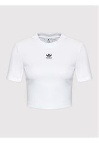 Adidas - adidas T-Shirt adicolor Essentials Rib Cropped HF3394 Biały Regular Fit. Kolor: biały. Materiał: bawełna #5