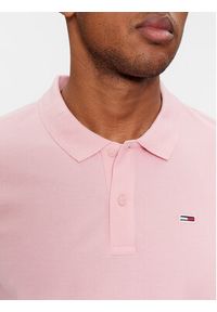 Tommy Jeans Polo DM0DM18312 Różowy Slim Fit. Typ kołnierza: polo. Kolor: różowy. Materiał: bawełna