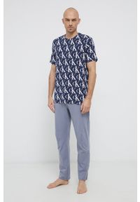 Calvin Klein Underwear T-shirt piżamowy kolor granatowy gładka. Kolor: niebieski. Materiał: dzianina. Wzór: gładki #2