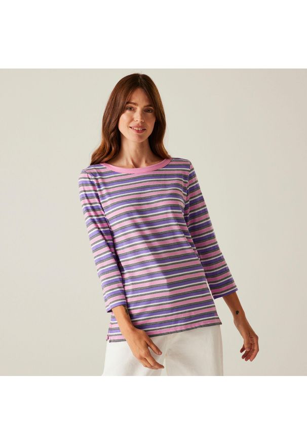 Regatta - Koszulka damska Bayletta II. Kolor: różowy. Materiał: tkanina. Długość rękawa: długi rękaw. Długość: długie. Sport: turystyka piesza