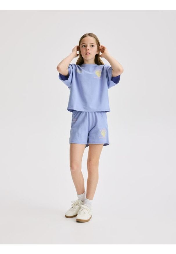 Reserved - Dresowy komplet z bawełny - niebieski. Kolor: niebieski. Materiał: bawełna, dresówka