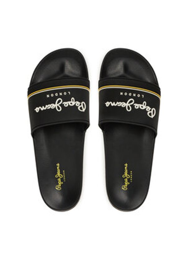 Pepe Jeans Klapki Slider Origin M PMS70160 Czarny. Kolor: czarny