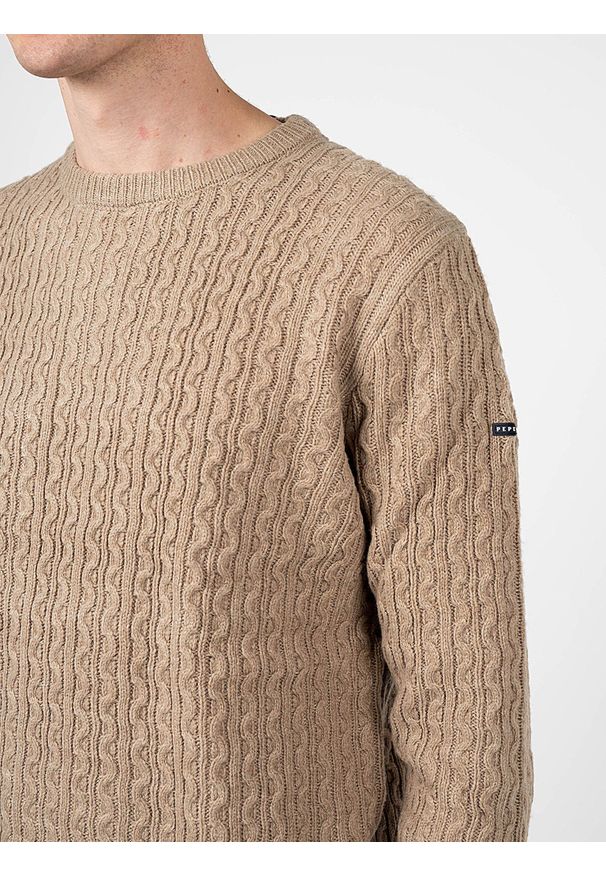 Pepe Jeans Sweter "New Jules" | PM702278 | New Jules | Mężczyzna | Piaskowy, Beżowy. Okazja: na co dzień. Kolor: beżowy. Materiał: poliamid, akryl, wełna. Wzór: ze splotem. Styl: casual