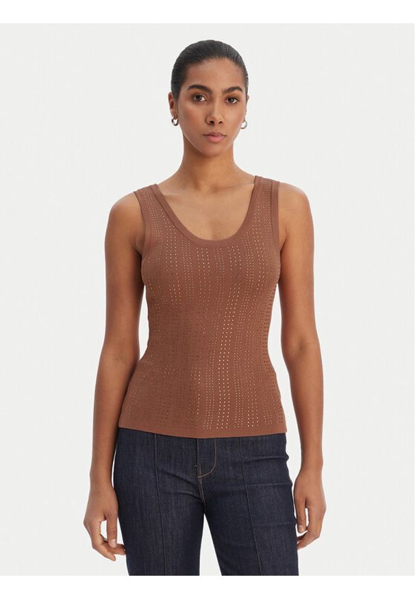 Fracomina Top FR26ST4005K524R9 Brązowy Slim Fit. Kolor: brązowy. Materiał: wiskoza