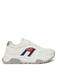 TOMMY HILFIGER - Tommy Hilfiger Sneakersy Flag Low Cut Lace-Up Sneaker T3A9-33550-1697 M Biały. Kolor: biały. Materiał: skóra