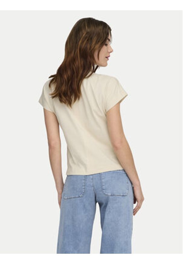only - ONLY T-Shirt Erica 15308926 Beżowy Oversize. Kolor: beżowy. Materiał: bawełna