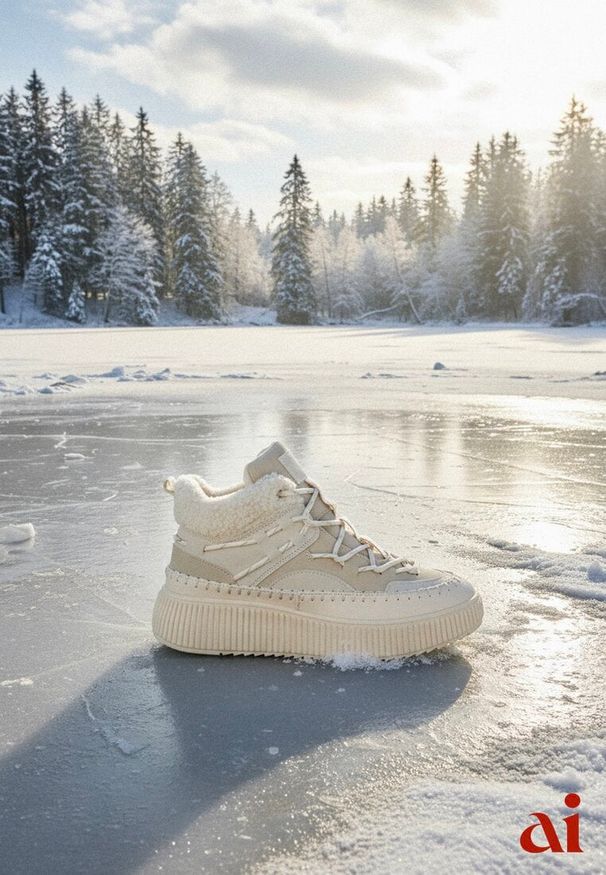 Renee - Beżowe Śniegowce Traperki Vices z Futerkiem Typu Baranek i Platformą Terivelle. Okazja: na randkę. Kolor: beżowy. Materiał: futro. Sezon: zima, jesień. Obcas: na platformie. Styl: elegancki