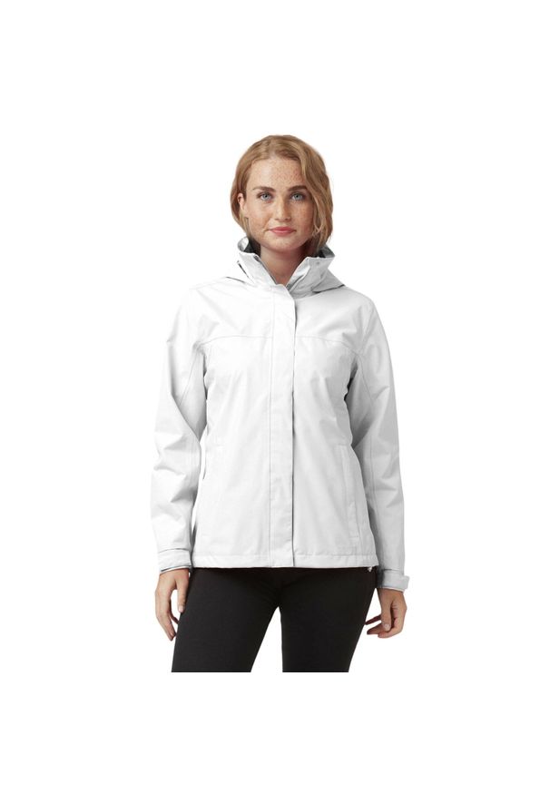 Damska kurtka wodoodporna Helly Hansen Aden. Typ kołnierza: kaptur. Kolor: biały. Materiał: syntetyk. Styl: klasyczny. Sport: turystyka piesza