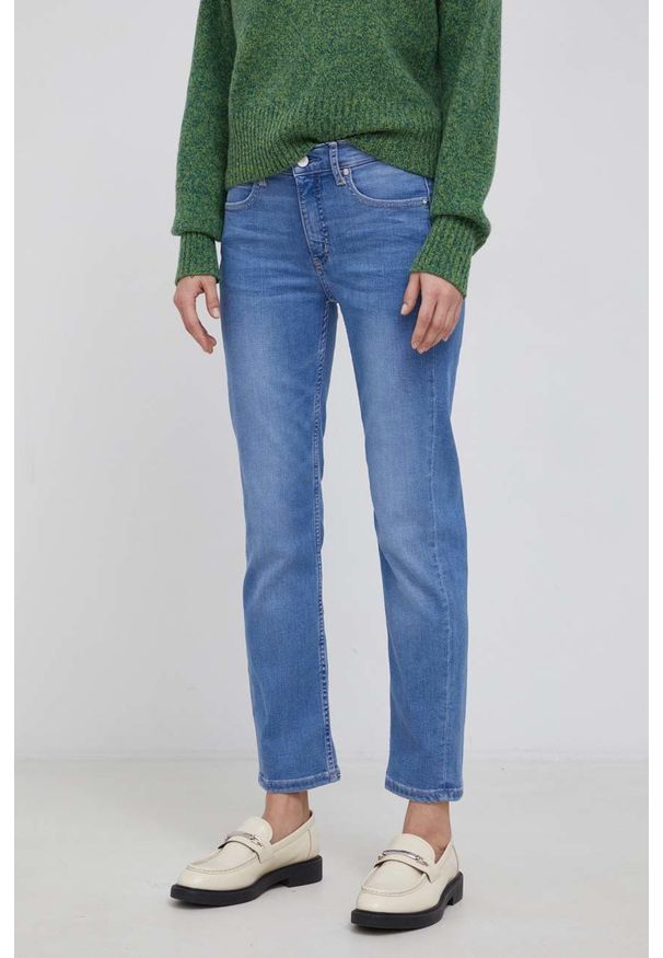 Calvin Klein Jeansy damskie medium waist. Kolor: niebieski