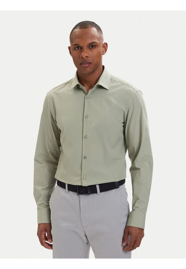 Hugo - HUGO Koszula Kenno 50289499 Zielony jasny Slim Fit. Kolor: zielony. Materiał: bawełna