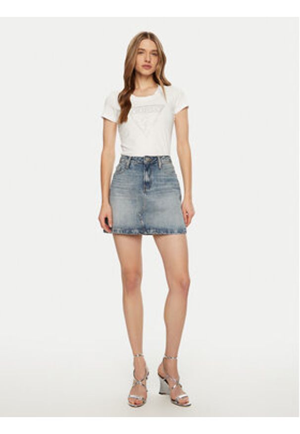 Guess T-Shirt W5RI11 J1314 Biały Regular Fit. Kolor: biały. Materiał: bawełna