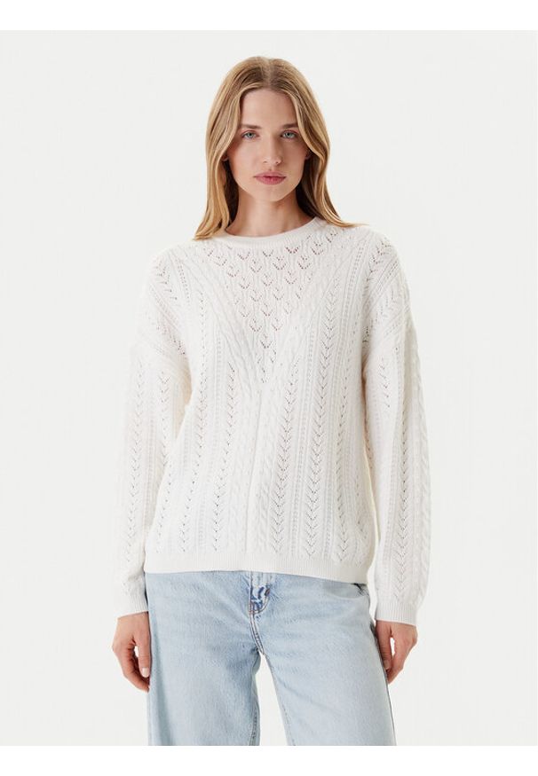 Guess Sweter W5YR56 Z2ZK2 Biały Regular Fit. Kolor: biały. Materiał: bawełna