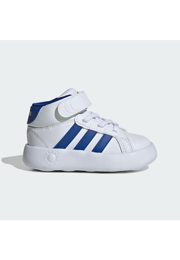 Adidas - Buty Grand Court Mid Kids. Kolor: żółty, biały, wielokolorowy, niebieski. Materiał: materiał