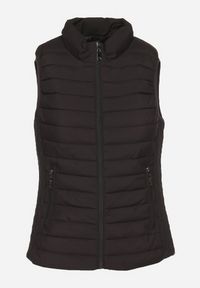 Born2be - Czarna Pikowana Kamizelka ze Stójką i Zasuwanymi Kieszeniami Lorenith. Typ kołnierza: kołnierzyk stójkowy. Kolor: czarny. Materiał: jeans. Styl: elegancki #2