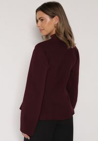 Born2be - Bordowy Kardigan z Wiskozą i Wiązaniem w Pasie Tusvela. Okazja: na co dzień. Kolor: czerwony. Materiał: wiskoza. Styl: casual #4