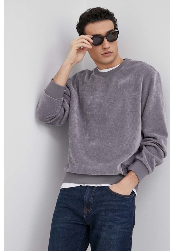 Calvin Klein Jeans bluza J30J319709.PPYY męska kolor szary gładka. Okazja: na co dzień. Kolor: szary. Materiał: dzianina. Wzór: gładki. Styl: casual