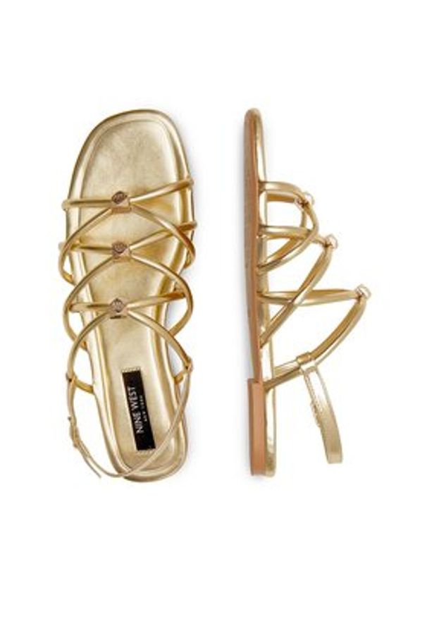 Nine West Sandały 123AL1737 Złoty. Kolor: złoty. Materiał: skóra