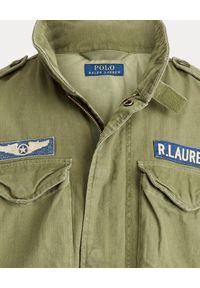 Ralph Lauren - RALPH LAUREN - Kurtka militarna z naszywkami. Typ kołnierza: polo. Kolor: zielony. Materiał: jeans, bawełna. Długość rękawa: długi rękaw. Długość: długie. Wzór: aplikacja, moro. Styl: militarny #3