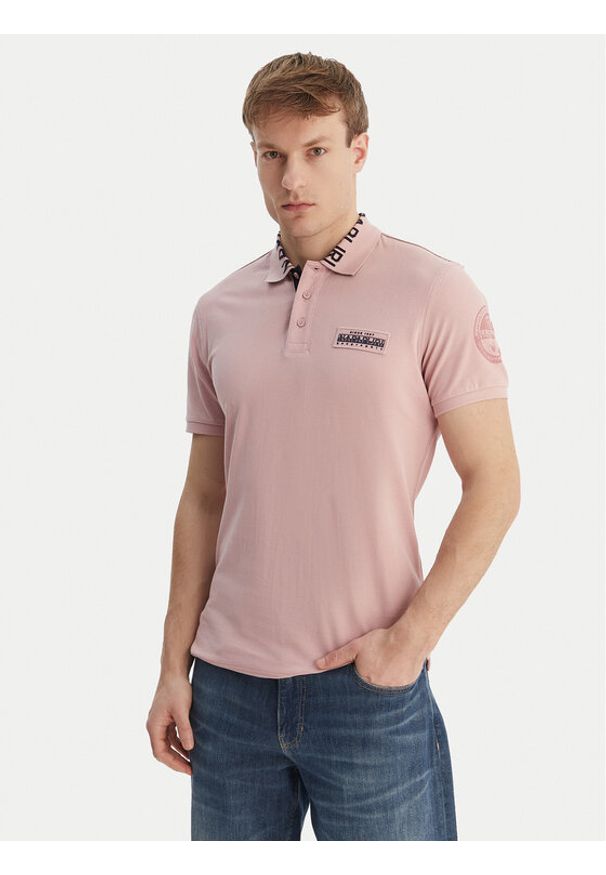 Napapijri Polo E-Amundsen NP0A4IN9 Różowy Regular Fit. Typ kołnierza: polo. Kolor: różowy. Materiał: bawełna