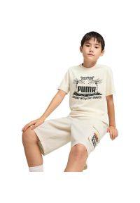 Koszulka Puma Mid90s Graphic Tee Iii B, Dzieci. Kolor: beżowy. Materiał: bawełna, materiał