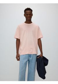 Reserved - T-shirt boxy - pastelowy róż. Kolor: różowy. Materiał: bawełna, dzianina