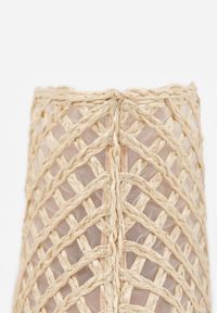 Born2be - Beżowe Botki Vices na Obcasie z Siateczkową Cholewką Karhiris. Okazja: na co dzień. Kolor: beżowy. Materiał: jeans. Sezon: wiosna, lato. Obcas: na obcasie. Styl: casual, elegancki. Wysokość obcasa: średni #9