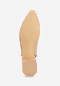 Born2be - Ciemnobeżowe Sandały Slingback Vices z Metaliczną Aplikacją przy Obcasie Ediriella. Okazja: na co dzień, na spotkanie biznesowe. Nosek buta: szpiczasty. Kolor: beżowy. Wzór: aplikacja. Sezon: wiosna, lato. Obcas: na obcasie. Styl: casual, biznesowy, elegancki. Wysokość obcasa: średni #5