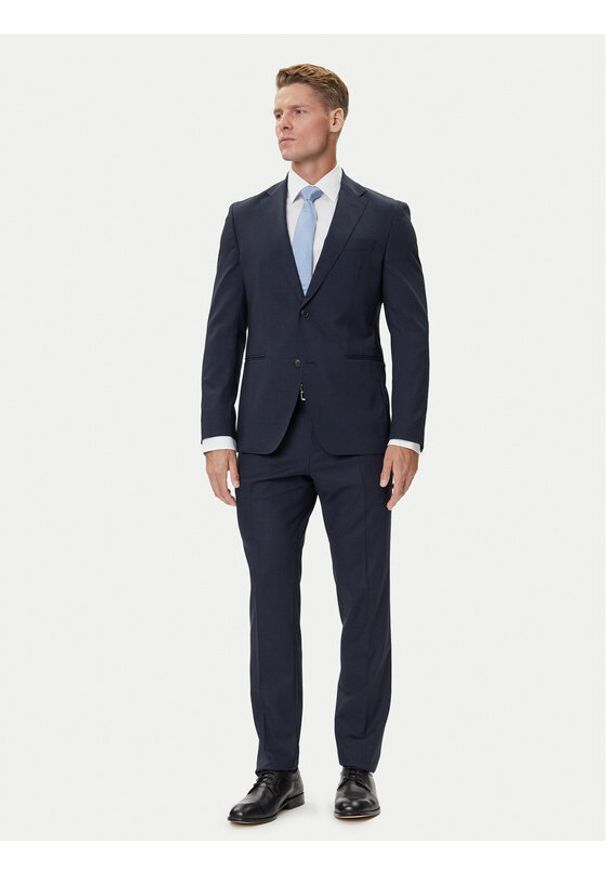BOSS Garnitur C-Huge 50551777 Granatowy Slim Fit. Kolor: niebieski. Materiał: wełna