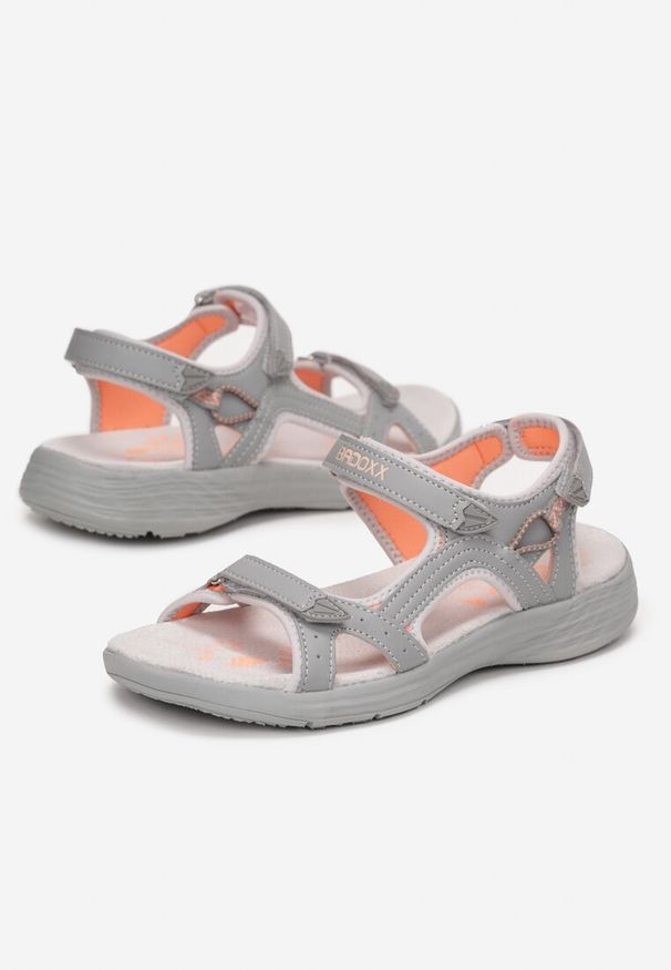 Born2be - Ciemnoszare Sandały Sportowe z Wkładką ze Skóry Naturalnej Morgadah. Okazja: na co dzień, na spacer. Kolor: szary. Materiał: skóra. Sezon: lato. Styl: sportowy