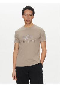 Alpha Industries T-Shirt Basic 100501 Beżowy Regular Fit. Kolor: beżowy. Materiał: bawełna