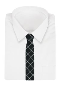 Wełniany Krawat - Alties - Czarny w Biały Wzór. Kolor: biały, wielokolorowy, czarny. Materiał: bawełna, wełna #2