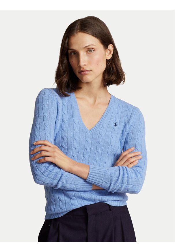 Polo Ralph Lauren Sweter 211910422004 Niebieski Regular Fit. Typ kołnierza: polo. Kolor: niebieski. Materiał: wełna