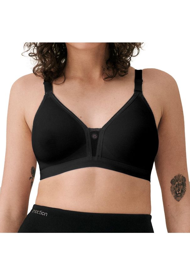 TRIACTION - Stanik fitness cardio Trophy. Kolor: czarny. Materiał: poliamid, bawełna, wiskoza, elastan. Sport: fitness